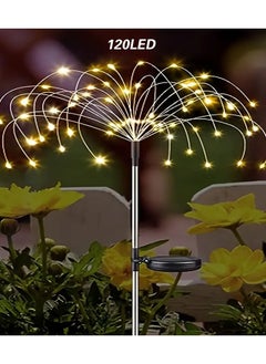 Golden Solar Garden Lights Outdoor Solar Lights 4 Pack Waterproof Solar Powered Firefly Lights Landscape Solar Lights Outdoor Decorative Lights for Yard Garden Flowerbed Party(Warm/360 LED)  - Image 5