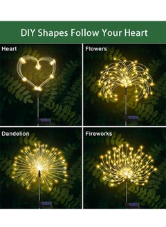 Golden Solar Garden Lights Outdoor Solar Lights 4 Pack Waterproof Solar Powered Firefly Lights Landscape Solar Lights Outdoor Decorative Lights for Yard Garden Flowerbed Party(Warm/360 LED)  - Image 3