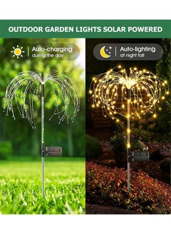 Golden Solar Garden Lights Outdoor Solar Lights 4 Pack Waterproof Solar Powered Firefly Lights Landscape Solar Lights Outdoor Decorative Lights for Yard Garden Flowerbed Party(Warm/360 LED)  - Image 4