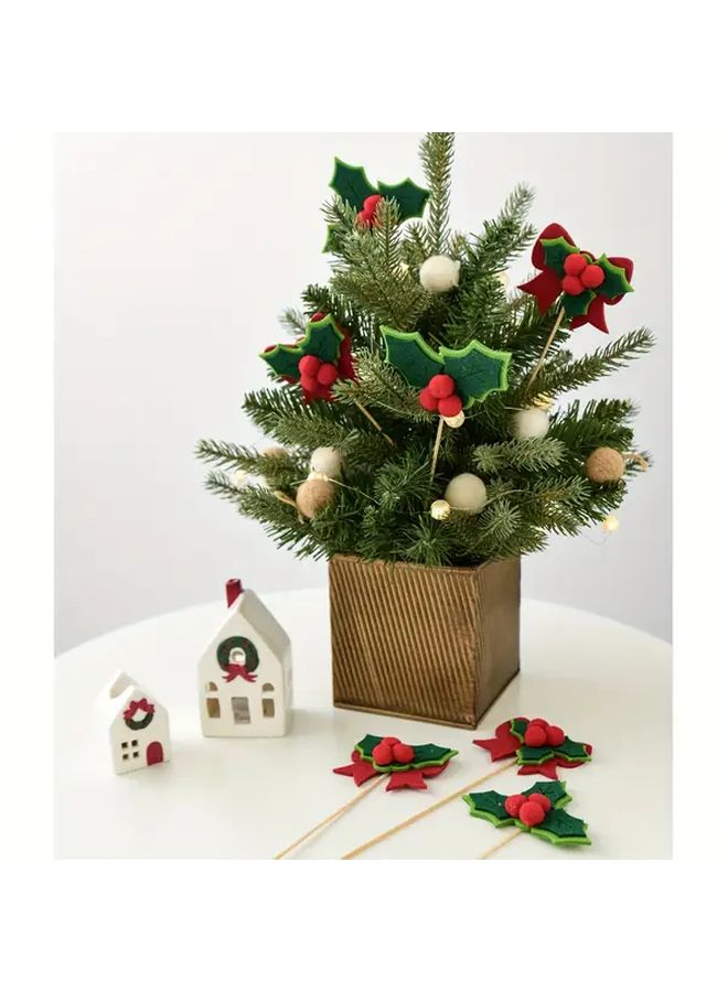 Christmas Red Berry Green Leaf Bow Holiday Decorative Branches Artificial Stem For Christmas Tree Halloween Valentine Home Festival Party Scene Decoration No Power Required Christmas Leaf Stick - Image 5