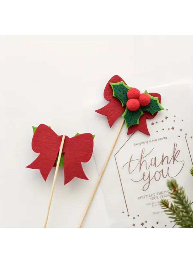 Christmas Red Berry Green Leaf Bow Holiday Decorative Branches Artificial Stem For Christmas Tree Halloween Valentine Home Festival Party Scene Decoration No Power Required Christmas Leaf Stick - Image 4