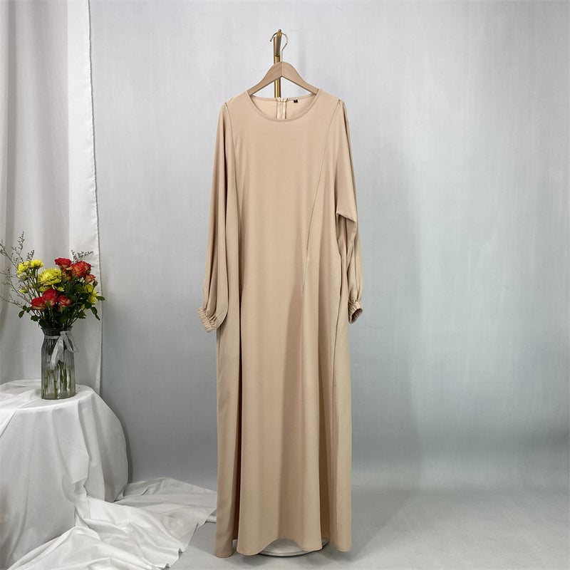 monica fashion Elegant Slim-Fit Front-Zip Muslim Nursing Dress - Image 1