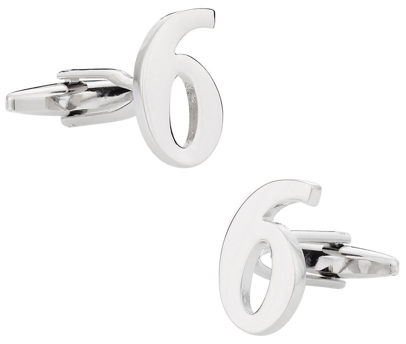 Cuff-Daddy Number 6 Cufflinks with Travel Presentation Gift Box Birthday Numeral Numero Digits - Image 1