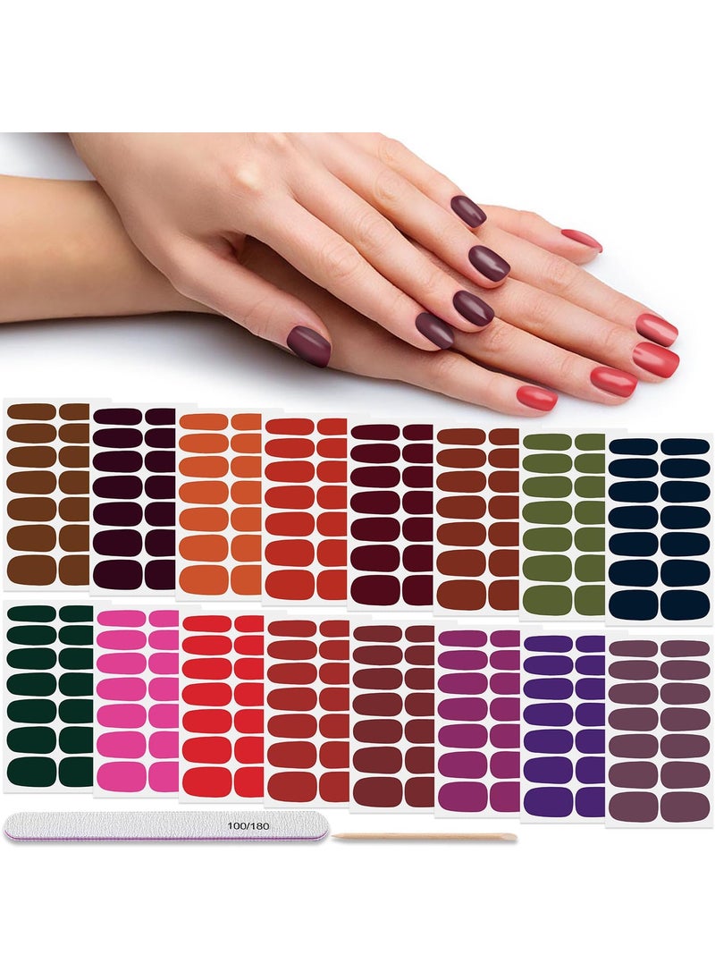 DANNEASY - DANNEASY 16 Sheets Nail Polish Strips Full Nail Wraps Gel Nail Strips Self Adhesive Nail Polish Stickers for Women Fingernails Nail Art Accessories with Nail File, Cuticle Stick(Dark Color) - Image 1