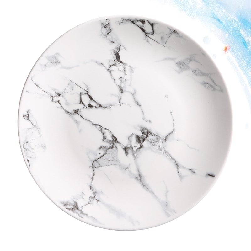 8 inch Round Ceramic Plate Porcelain Food Dish Marble Pattern Fruit Spaghetti Plate for Breakfast Lunch Dinner - Image 4
