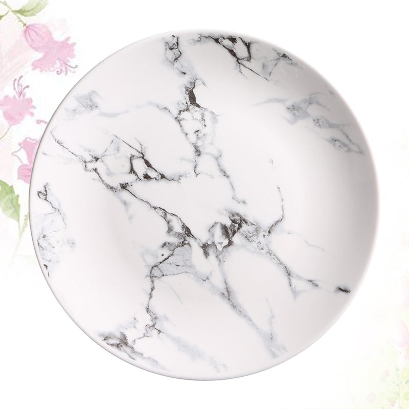 8 inch Round Ceramic Plate Porcelain Food Dish Marble Pattern Fruit Spaghetti Plate for Breakfast Lunch Dinner - Image 3