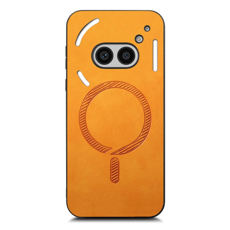 HuHa Case Cover For Nothing Phone 2a Solid Color Retro Magsafe PU Back Cover Phone Case(Yellow) - Image 3