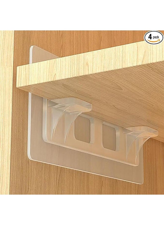 Generic - 4 Pcs Punch Free Shelf Support Peg-Clear Self Adhesive Shelves Clips for Kitchen Cabinet Book Shelves-Strong Partition Bracket Holders Pin Non Marking Adhesive Closet Clapboard Layer-Load Bearing - Image 1
