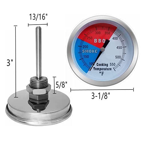 YOTOM 2 Pack BBQ Grill Temperature Gauge, 3 inch Dial Face Charcoal Grill Pit Smoker Thermometer Gauge BBQ Temp Gauge Grill Thermometer - Image 2