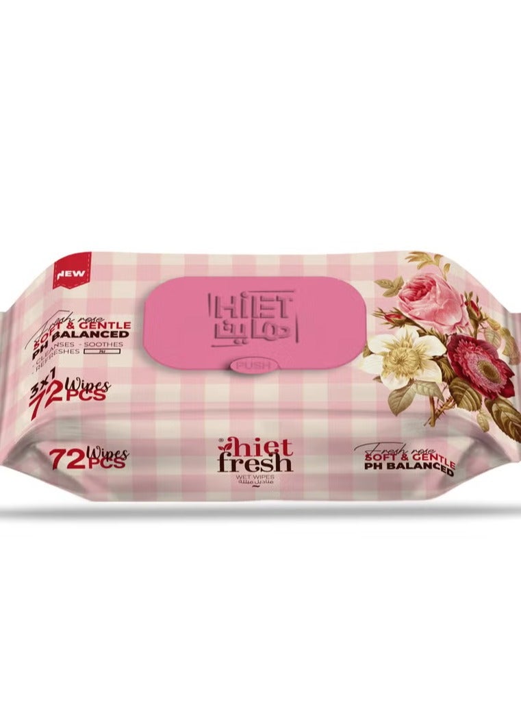 هايت  هيت مناديل مبللة منعشة بالورد 72 منديل