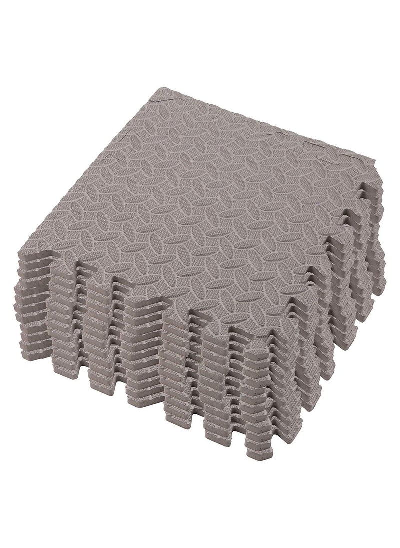 Interlocking Foam Tiles Playground Flooring Puzzle Mat Anti-Skid Mat with Finishing Border, Grey