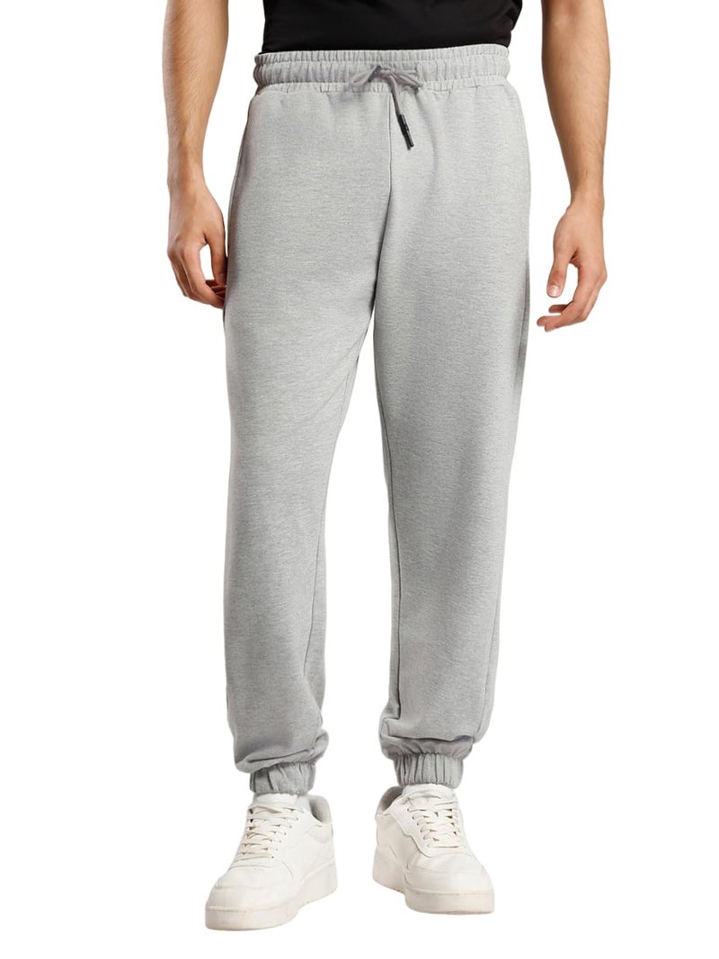 NOBERO Men's Relaxed Fit Mid Rise Track Pants (1M-BWJG-R0089_Grey Melange, Small - Image 5