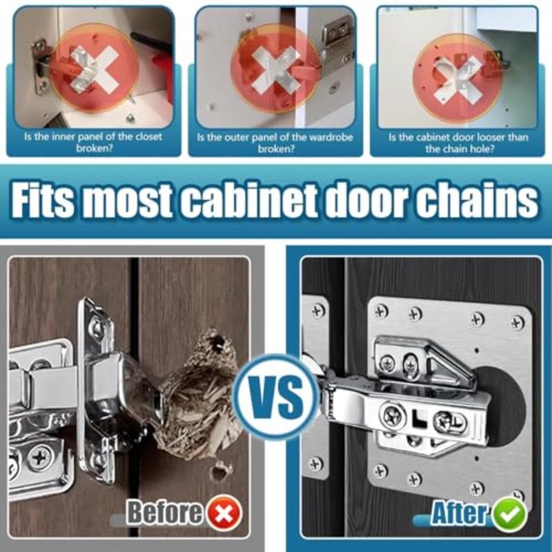 Cabinet Repair Plates, 8 Pcs Cabinet Hinges Repair Plate, Stainless Steel Hinge Repair Brackets for Wooden Cabinet Door, Kitchen Cabinet, Wardrobes, Tables 8 Pcs/silver - Image 5