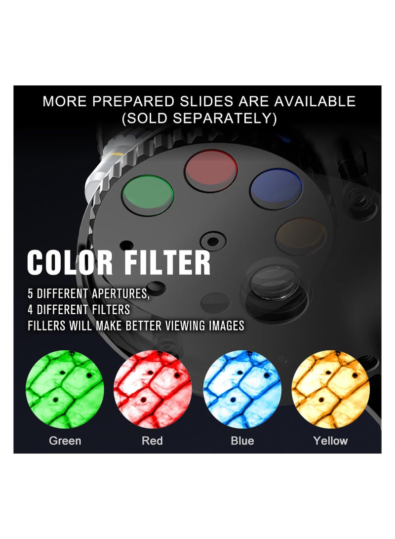 SYOSI Microscope for Kids Educational Toys Kits, Science Experiments Kit Toys, Biology Experiment Activity, with 100X-1200X Microscope, Slides, LED Light and Carrying Box for Students Science Lab - Image 3