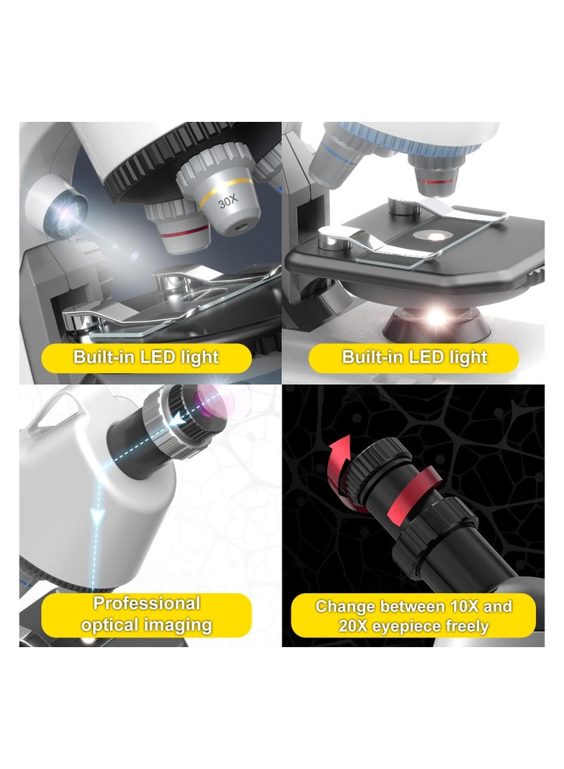 SYOSI Microscope for Kids Educational Toys Kits, Science Experiments Kit Toys, Biology Experiment Activity, with 100X-1200X Microscope, Slides, LED Light and Carrying Box for Students Science Lab - Image 4