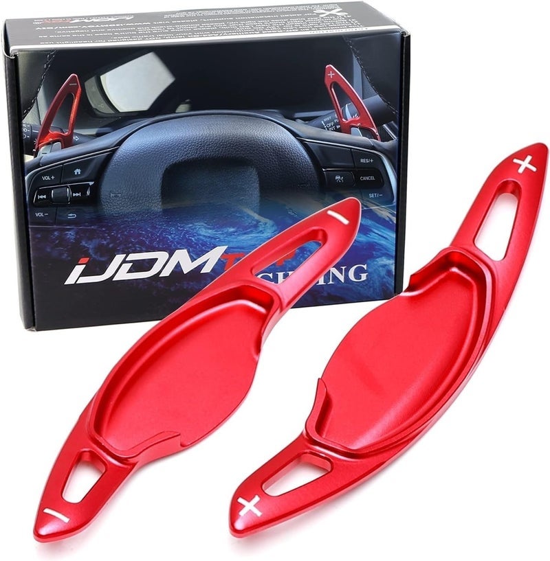 iJDMTOY JDM Style Sports Red Aluminum Larger Paddle Shifter Extension Compatible with Honda 2022-up Civic, 2023+ Accord, CR-V and Acura Integra - Image 1