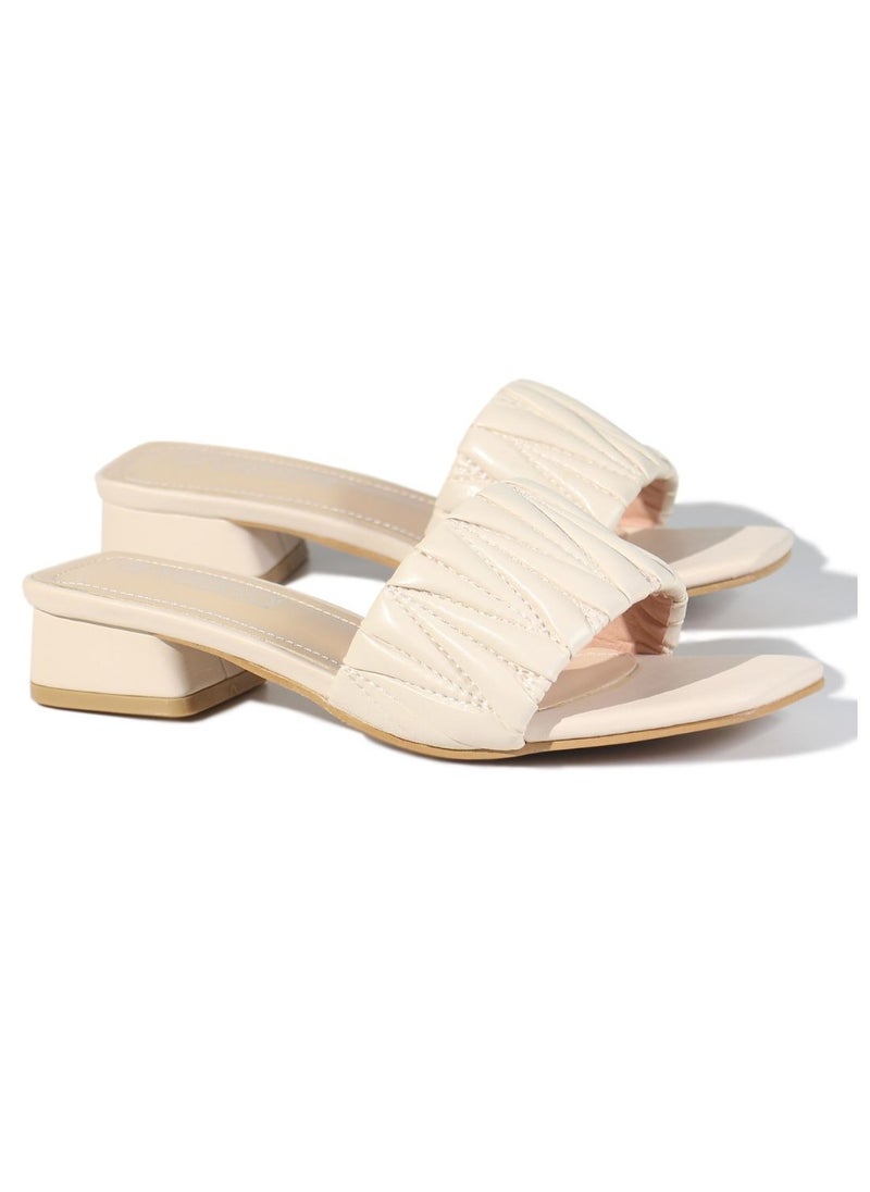 SD.Felano Women Low-Heeled Slide Shoes | Open Toe, Comfortable, Casual Slip-On Sandal Heels for Girls & Ladies | Lightweight Women's Fashion Shoes for Work, Bride Wedding Dress Heels Shoes  - Image 1