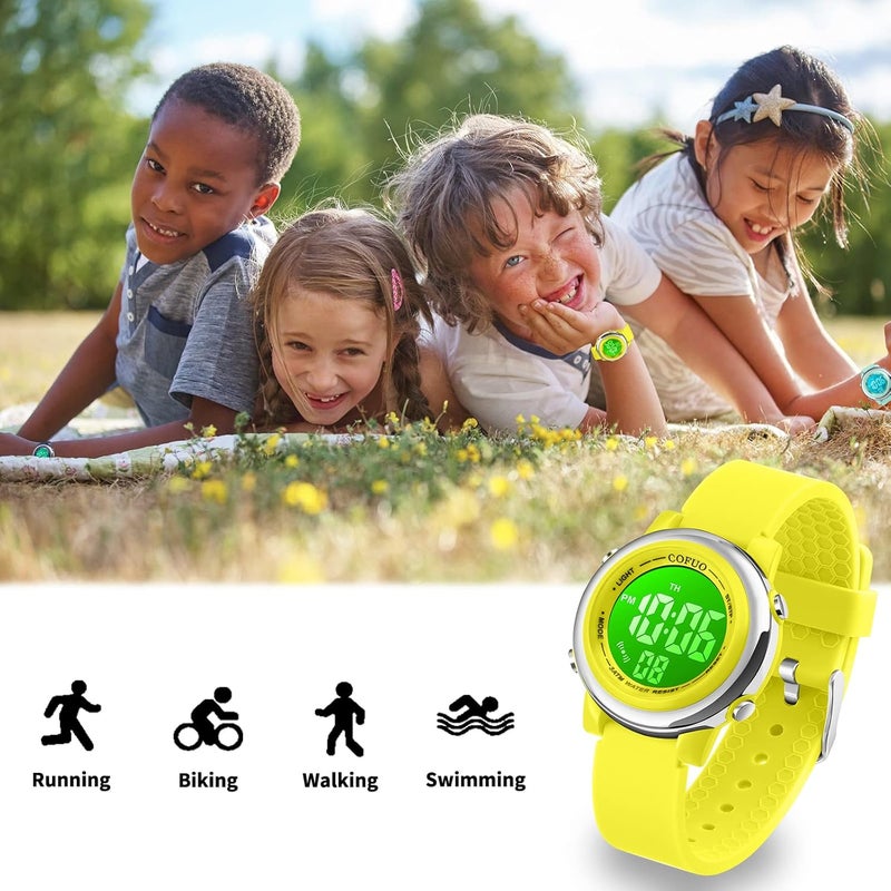 cofuo Kids Digital Sport Waterproof Watch for Girls Boys, Kid Sports Outdoor LED Electrical Watches with Luminous Alarm Stopwatch Child Wristwatch - Image 5