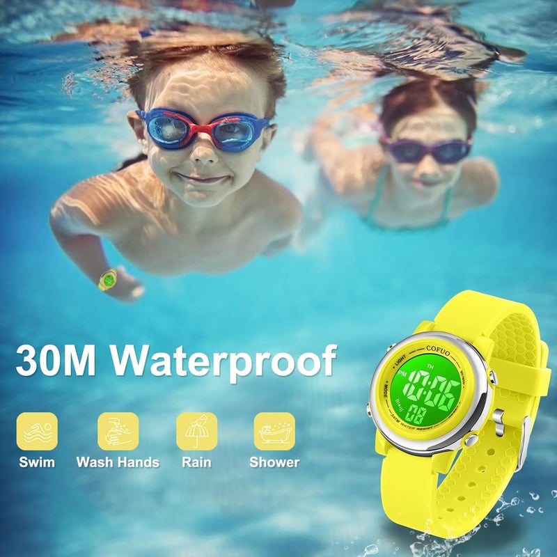 cofuo Kids Digital Sport Waterproof Watch for Girls Boys, Kid Sports Outdoor LED Electrical Watches with Luminous Alarm Stopwatch Child Wristwatch - Image 4