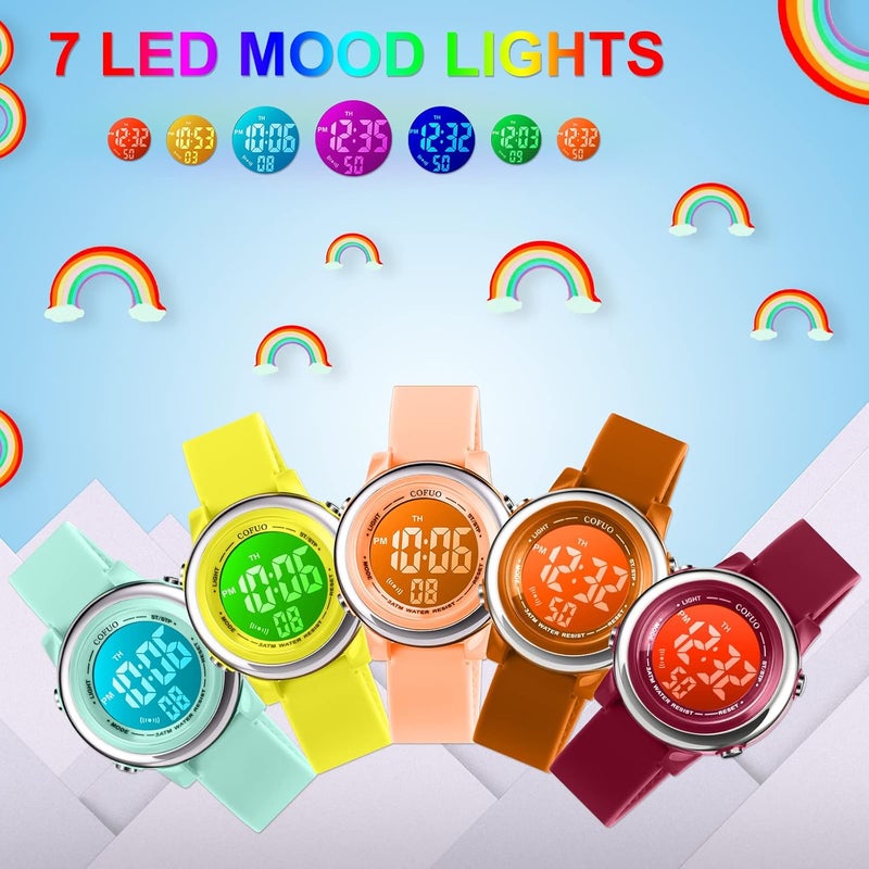 cofuo Kids Digital Sport Waterproof Watch for Girls Boys, Kid Sports Outdoor LED Electrical Watches with Luminous Alarm Stopwatch Child Wristwatch - Image 2