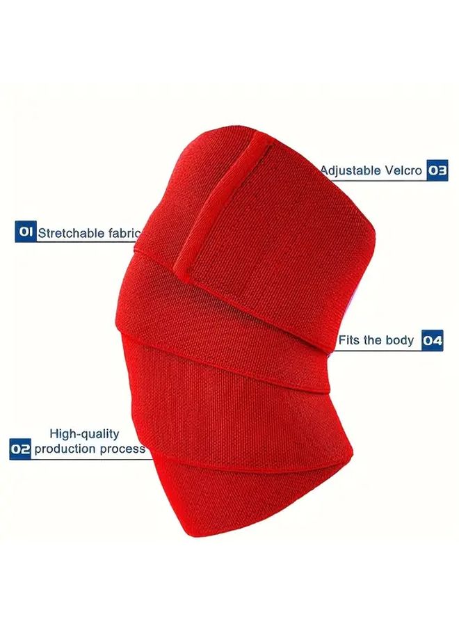 Red Adjustable Knee Wraps Support For Weightlifting Squats Bench Press Non Slip Breathable Unisex - Image 5