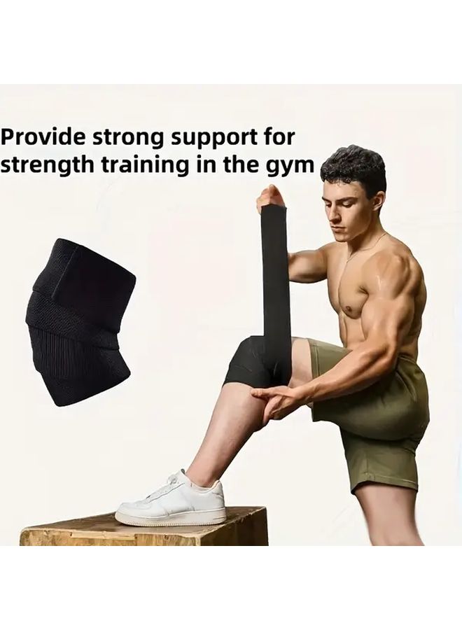 Red Adjustable Knee Wraps Support For Weightlifting Squats Bench Press Non Slip Breathable Unisex - Image 2