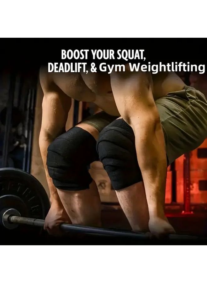 Red Adjustable Knee Wraps Support For Weightlifting Squats Bench Press Non Slip Breathable Unisex - Image 3