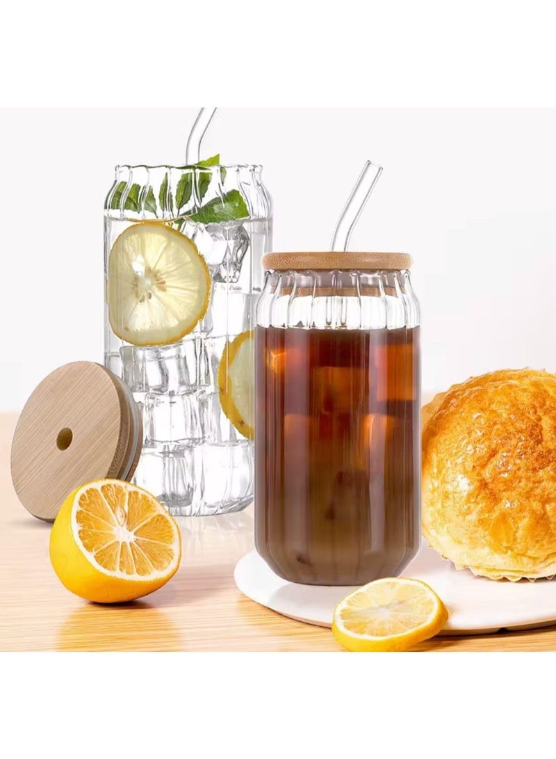كوب زجاجي بغطاء بامبو وشفاطة - تصميمات متنوعة للمشروبات الساخنة والباردة 400 مل - Image 5