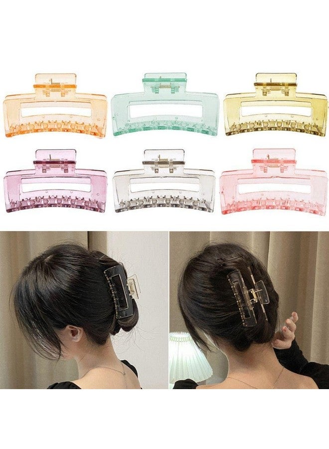 Blubby Chic Plastic Hair Clutch for Women - Medium Size Trendy Hair Clip Pack of 6 Hair Claws for Thick Long Hair - Jaw Clips, Clutches, Barrettes Hair Accessories, (Water Colors) - Image 2