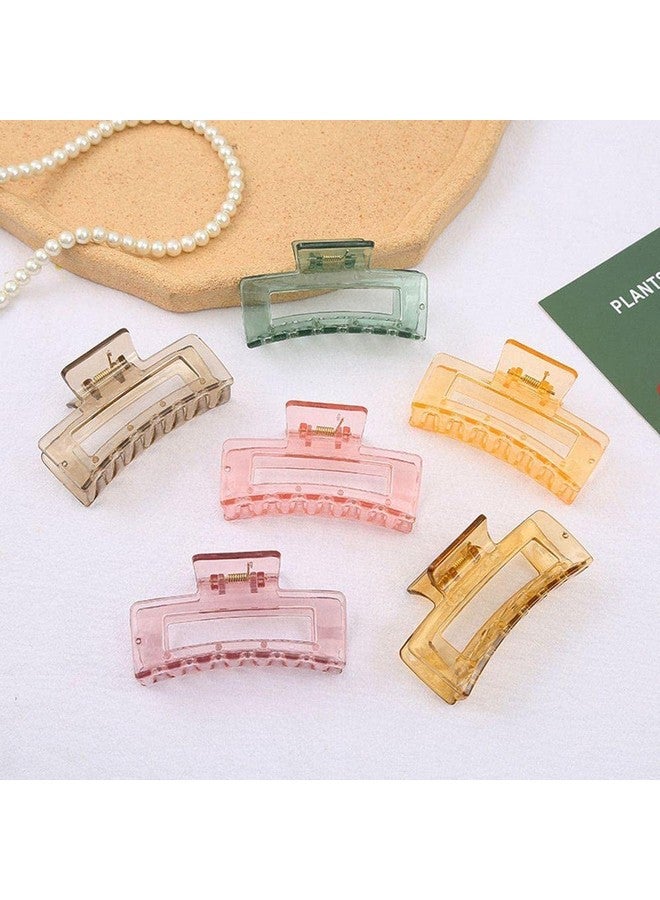 Blubby Chic Plastic Hair Clutch for Women - Medium Size Trendy Hair Clip Pack of 6 Hair Claws for Thick Long Hair - Jaw Clips, Clutches, Barrettes Hair Accessories, (Water Colors) - Image 1