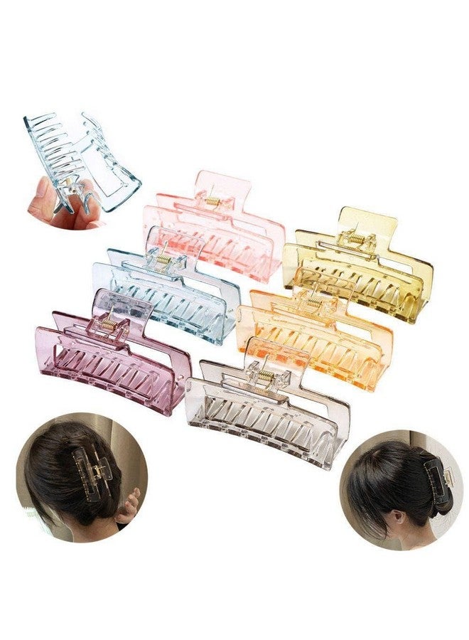 Blubby Chic Plastic Hair Clutch for Women - Medium Size Trendy Hair Clip Pack of 6 Hair Claws for Thick Long Hair - Jaw Clips, Clutches, Barrettes Hair Accessories, (Water Colors) - Image 3