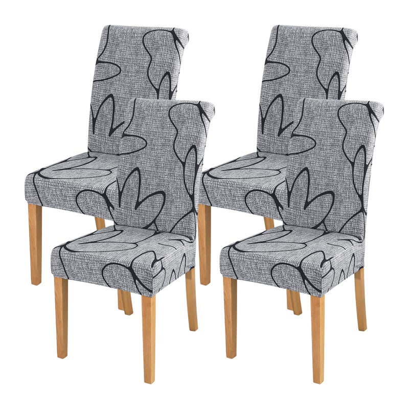 FORCHEER Chair Covers for Dining Chairs Set of 4Grey Floral Stretch Dining Room Chair Cover Kitchen Parsons Chair Slipcovers Pack of 4 GreyFloral