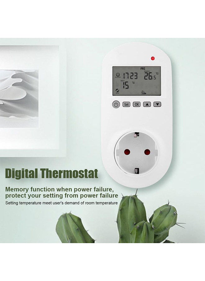 WiFi Plug-in Thermostat Smart Plug-In Programmable Thermostat Wireless Thermostat Outlet LCD Display Temperature Controller Smart Life APP Remotes Control