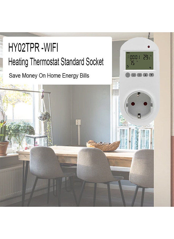 WiFi Plug-in Thermostat Smart Plug-In Programmable Thermostat Wireless Thermostat Outlet LCD Display Temperature Controller Smart Life APP Remotes Control