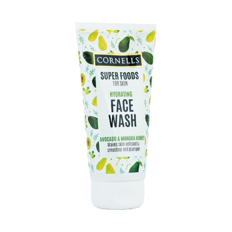 Cornells Wellness Super Foods For Face Care Avocado & Manuka Honey Face Wash 150ml, Hydrating Cleanser, Soft, Firm & Healthy Skin, Skin Treatment, Non Greasy, Nourishing & Anti Aging, All Skin Types