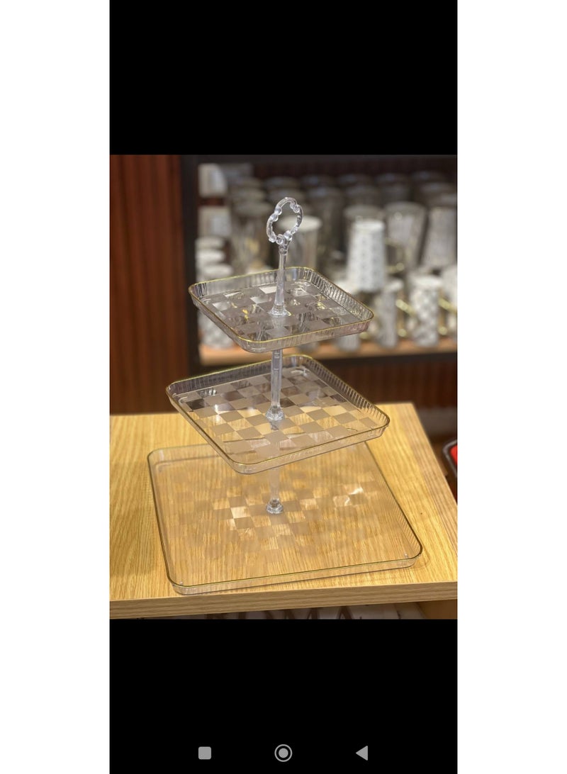 شياله اكريلك 3 دور ءات اطار ذهبي للكحك والمكسرات والشيكولاته - Image 2