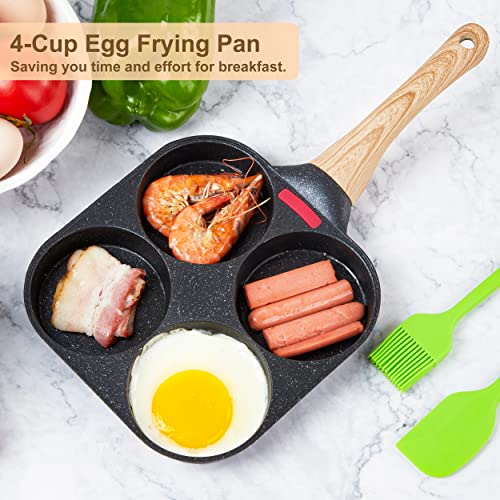 MyLifeUNIT Egg Frying Pan, 4-Cup Egg Pan Nonstick, Fried Egg Pan Skillet for Breakfast, Pancake, Hamburger, Sandwiches, Suitable for Gas Stove & Induction Cookware - Image 2