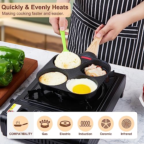 MyLifeUNIT Egg Frying Pan, 4-Cup Egg Pan Nonstick, Fried Egg Pan Skillet for Breakfast, Pancake, Hamburger, Sandwiches, Suitable for Gas Stove & Induction Cookware - Image 3