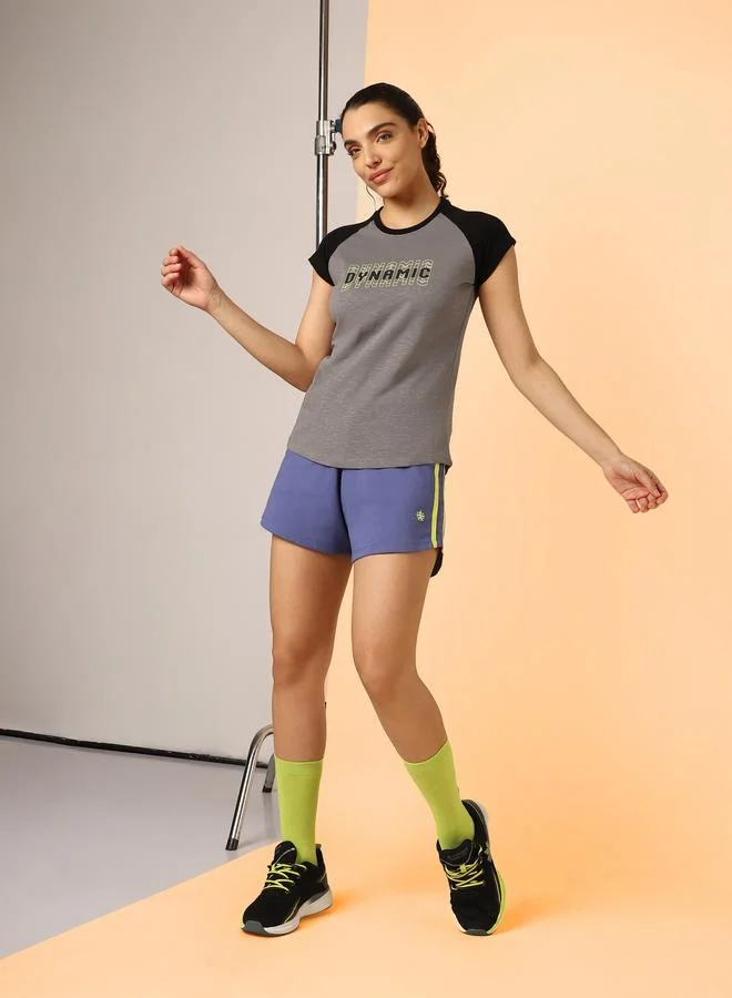 Cult Grey Graphic Print Raglan Sleeve T-Shirt