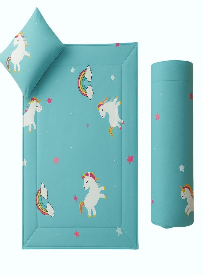 ZIKKU Baby Bedding Set for Newborn - 3 Piece Complete Set with Quilt Blanket Pillow & Changing Pad | Cute Animal Print Design | Cotton Baby Bed Set | Nursery Essentials Gift (Cyan) - Image 1