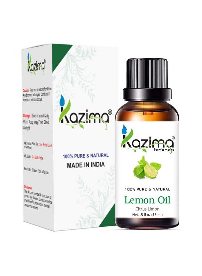 KAZIMA Lemon Essential Oil (Pack Of 2) With Dropper 15Ml Pure Natural Ideal For Skin Skin Whitening Hair Hair Lightening Freckle Sore Throat Acne Cleansing Cleaning Colds Face  - Image 3