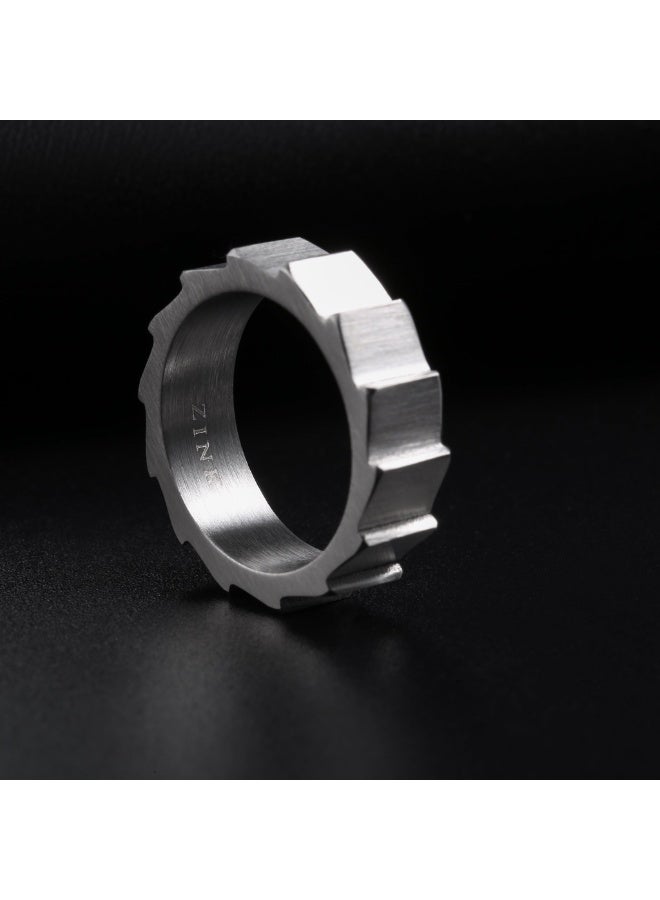 زنك خاتم زينك للرجال من الفولاذ المقاوم للصدأ الفضي | ZJRG032SM-19 - Image 4