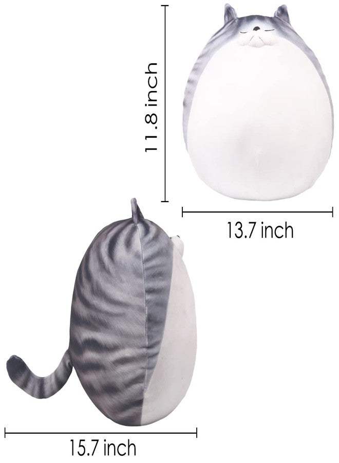 ARELUX 11.8In High Chubby Cat Plush Pillow, Cute Fat Kitty Cat Stuffed Animal Soft Kitten Adorable Hugging Pillow Anime Plushies,Funny Toy Birthday for Adults Friends - Image 2