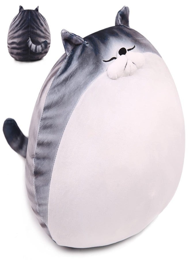 ARELUX 11.8In High Chubby Cat Plush Pillow, Cute Fat Kitty Cat Stuffed Animal Soft Kitten Adorable Hugging Pillow Anime Plushies,Funny Toy Birthday for Adults Friends - Image 1