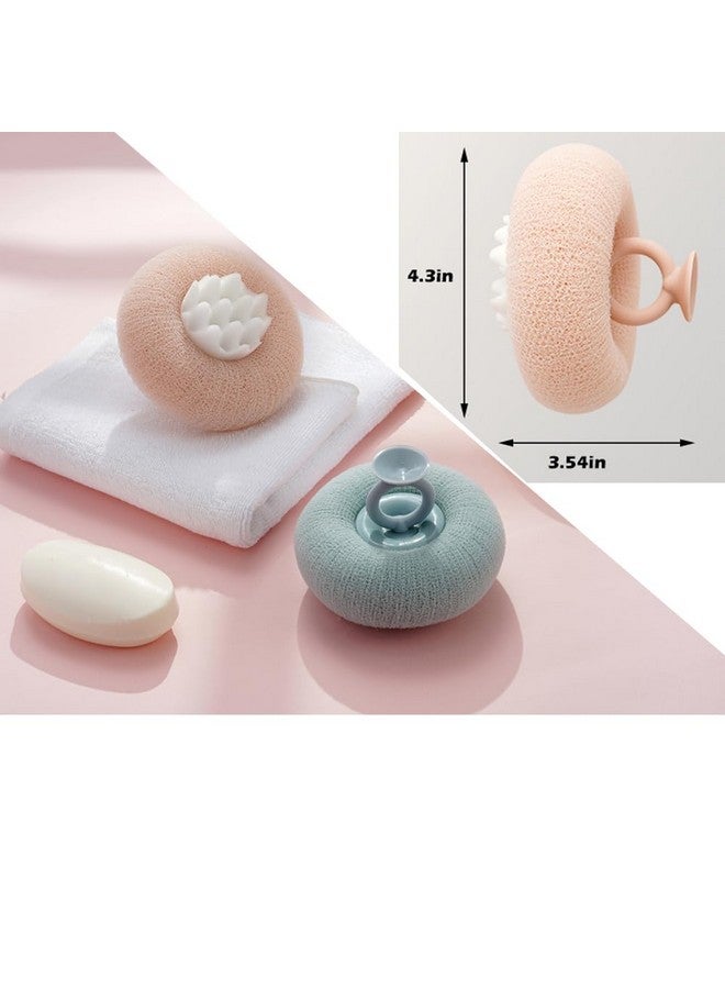 NewRichBee 2 Pack Exfoliating Body Brush with Loop Design and Suction Organizer (Pink&Blue) - Image 4