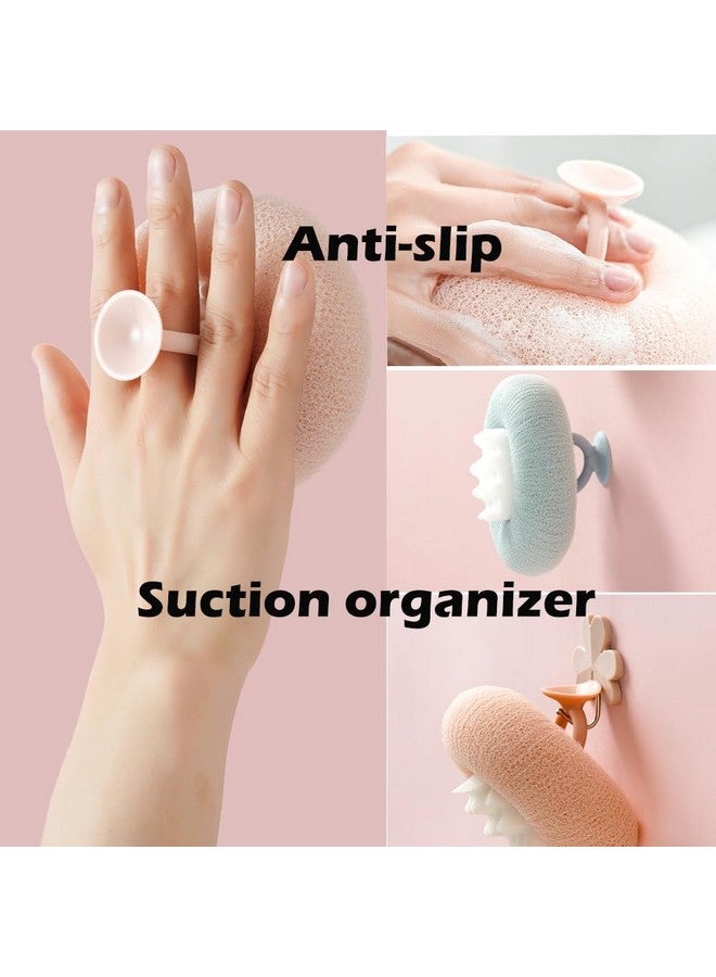 NewRichBee 2 Pack Exfoliating Body Brush with Loop Design and Suction Organizer (Pink&Blue) - Image 3