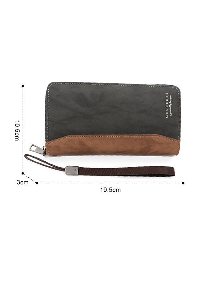 MenBense Large Capacity Leather Men's Long Wallet Card Holder Cluth Money Zipper Bag with Strap for Commute Business - Image 3