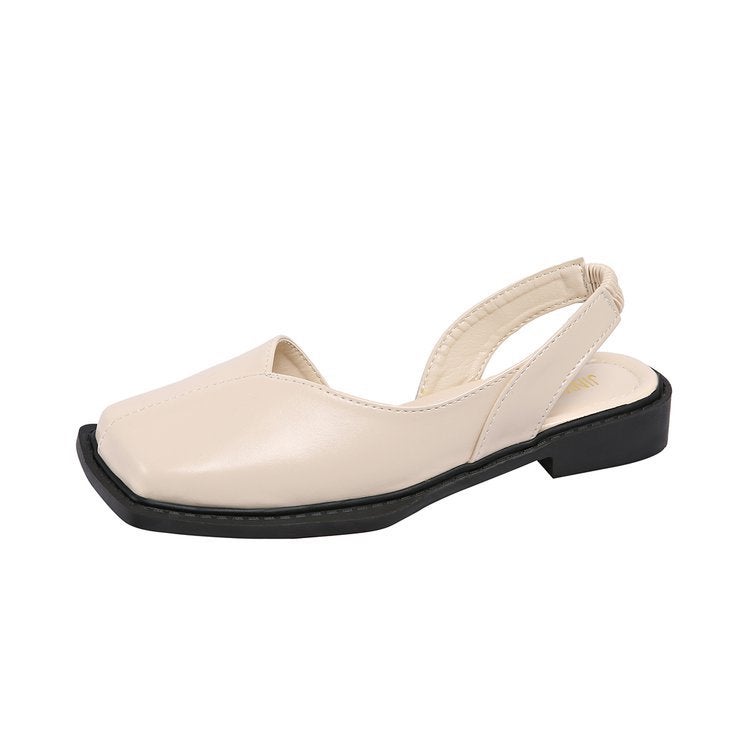 Style Baotou Sandals For Women, Girls' Square Toe Slip-On Lazy Bean Sandals For Women - Image 1