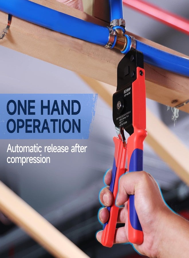 IWISS iCrimp One-Hand Crimping Tool Meets ASTM F2098, PEX Clamp Cinch Tool Kit with 20PCS 1/2-in, 10PCS 3/4-in PEX Clamps and Pipe Cutter- All in One - Image 4