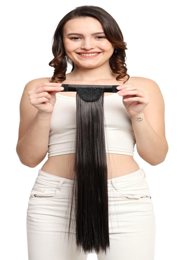 BeatStock Wrap Around Ponytail Hair Extension, Clip-In Full Length Synthetic Hair in Brown Color - Image 2